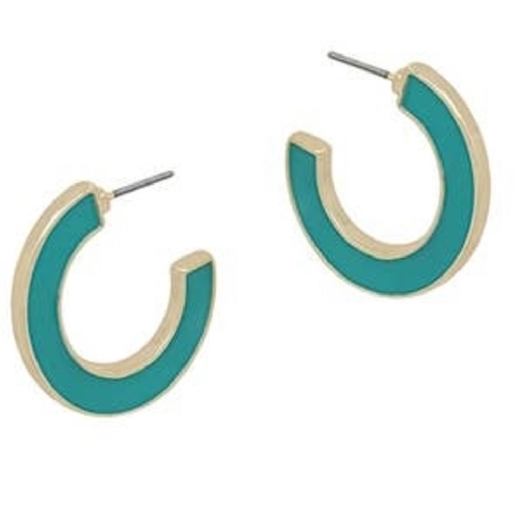 NEW MARLYN SCHIFF Hoop Pierced Earrings in Turquoise/Silver